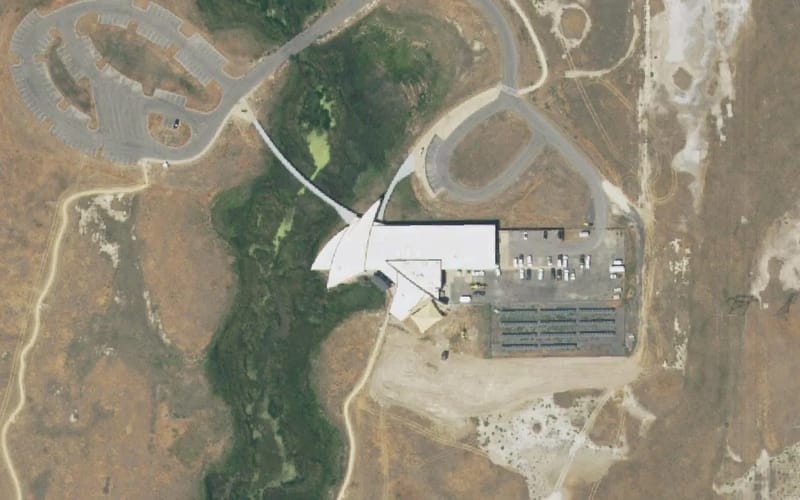 Aerial view of Bear River Migratory Bird Refuge Center