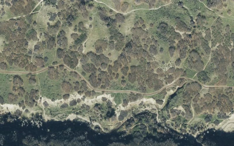 Aerial view of Dimple Dell Regional Park