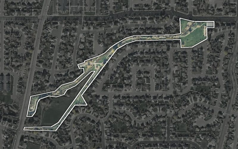 Aerial view of Dry Mountain Park