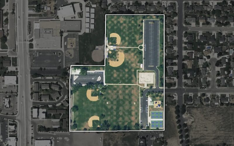 Aerial view of Founders Park