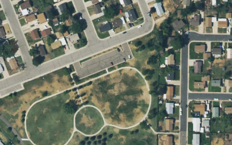 Aerial view of George Van-Leeuwen Park