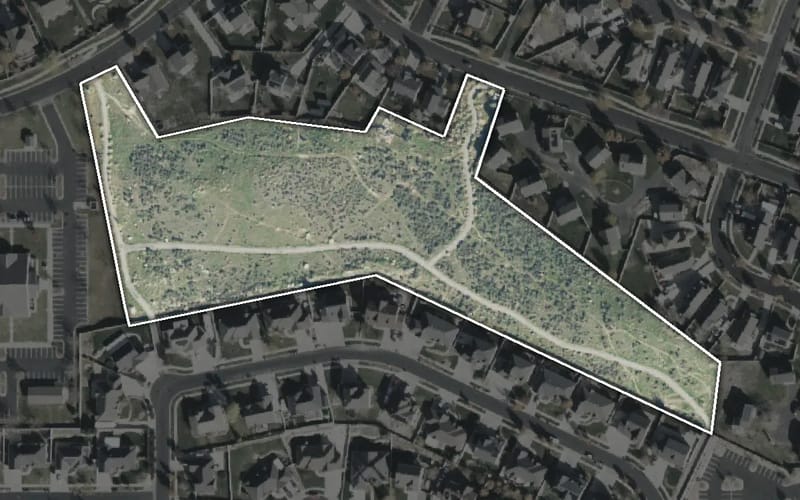 Aerial view of Harvest Hills Nature Park