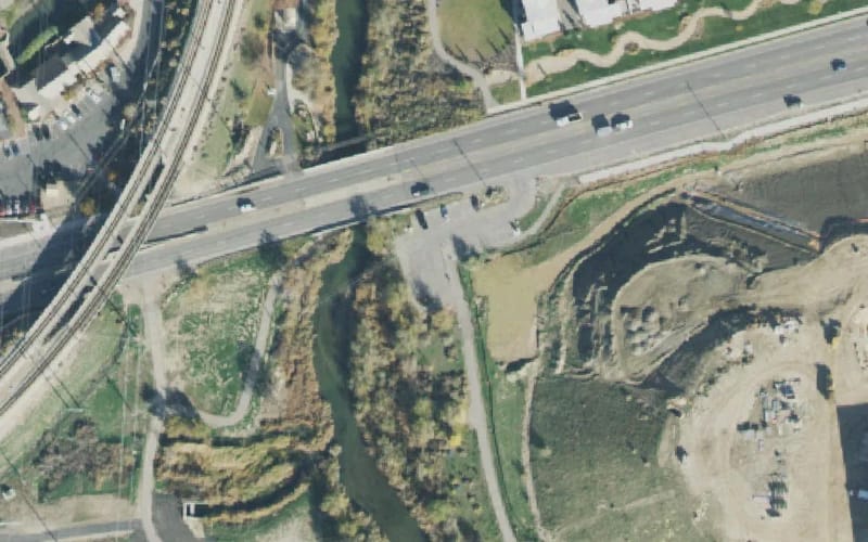 Aerial view of Jordan River Parkway Trail