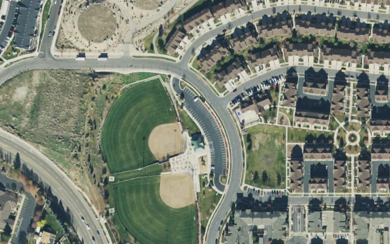 Aerial view of Quarry Bend Baseball Park