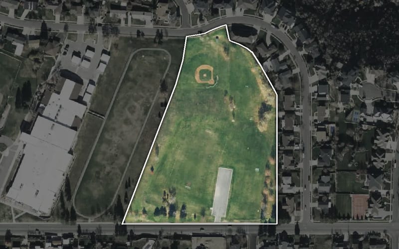 Aerial view of Sledding Hill at Mueller Park Jr. High