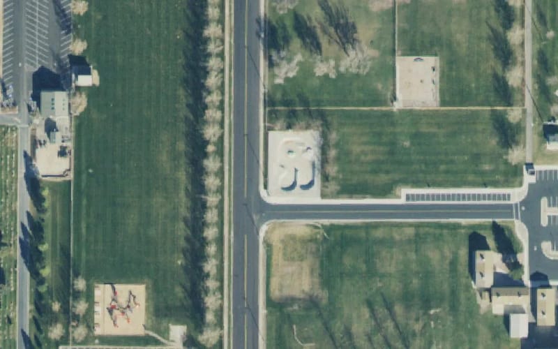 Aerial view of Spanish Fork City Skate Park