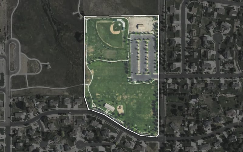 Aerial view of Virgil Gibbons Heritage Park