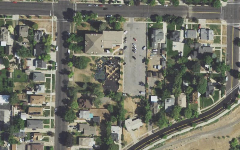 Aerial view of Whittier Center Adventure Playground